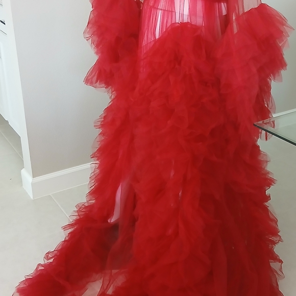 Red Sheer Ruffled Robe - Picture 6 of 6